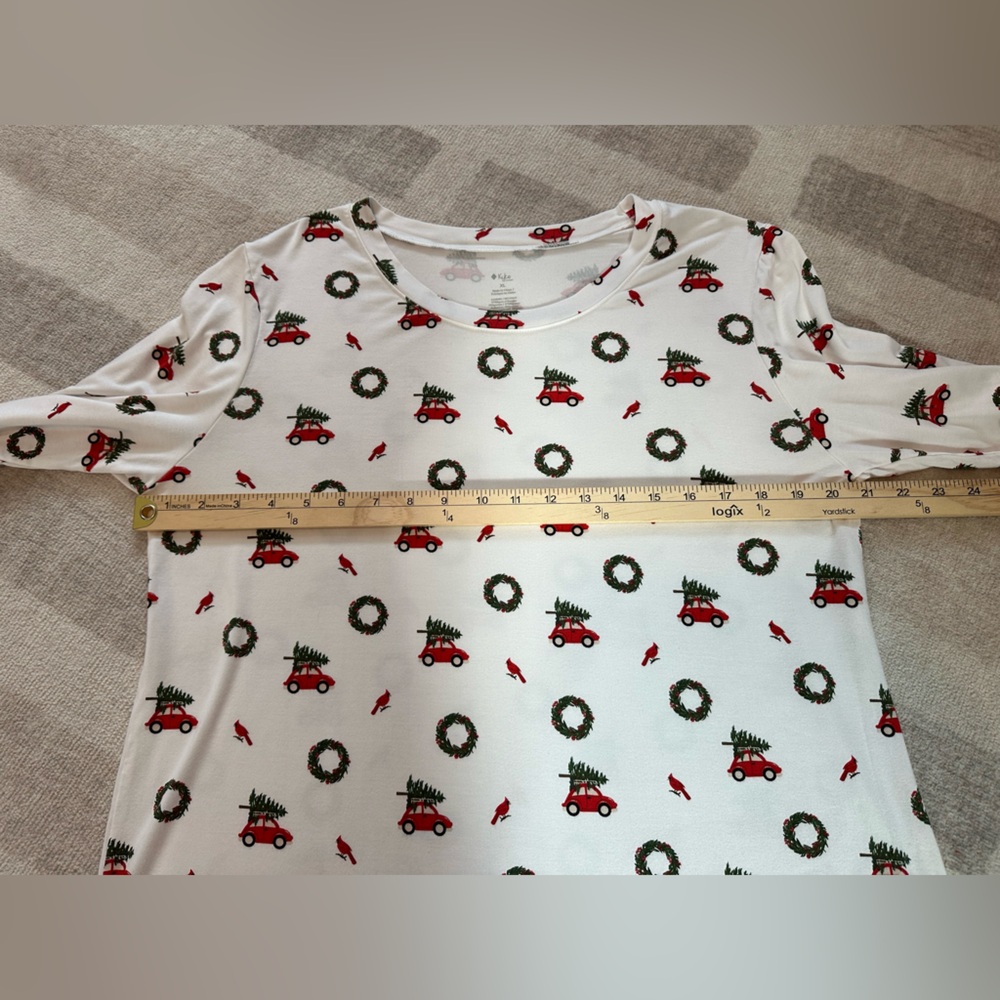 Kyte Women’s Christmas’s Holiday Wreath Long Sleeve Bamboo Pajama Top (Size XL) - Picture 6 of 7